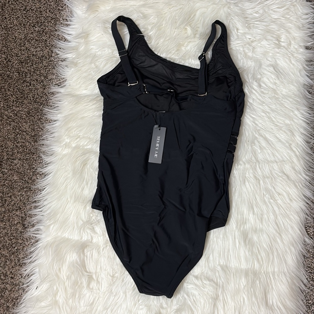 NWT From Amazon Tempt Me Women’s One Piece Black See Through Mesh Detail Swim M - Picture 6 of 16